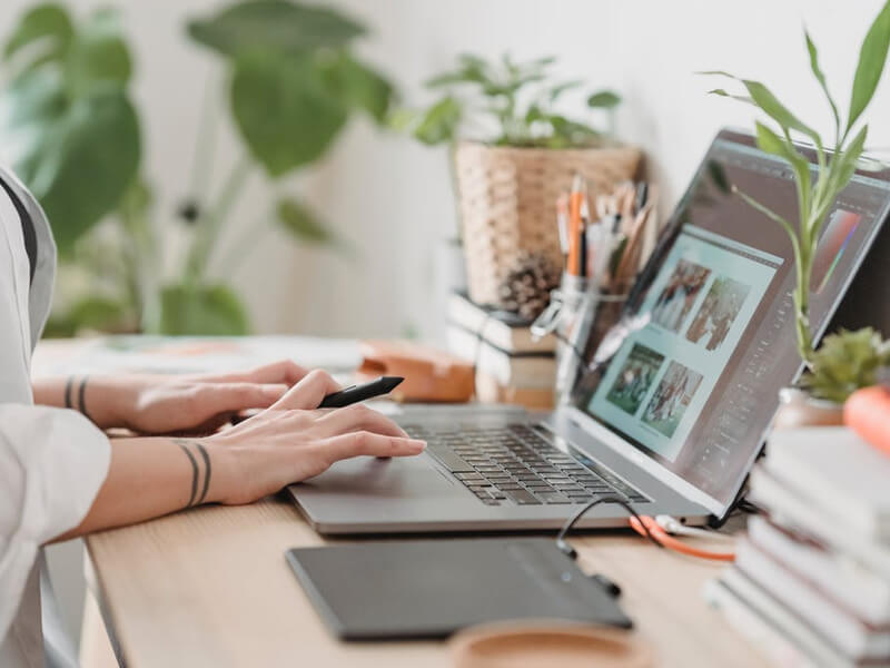 real professional designing a custom software system on a laptop